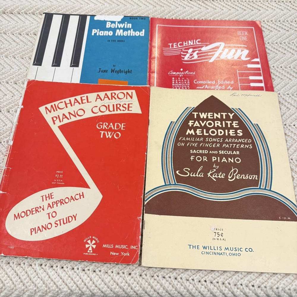 Lot Of 4 Piano Technique Books Belwin Michael Aaron 20 Favorite Melodies 1960s